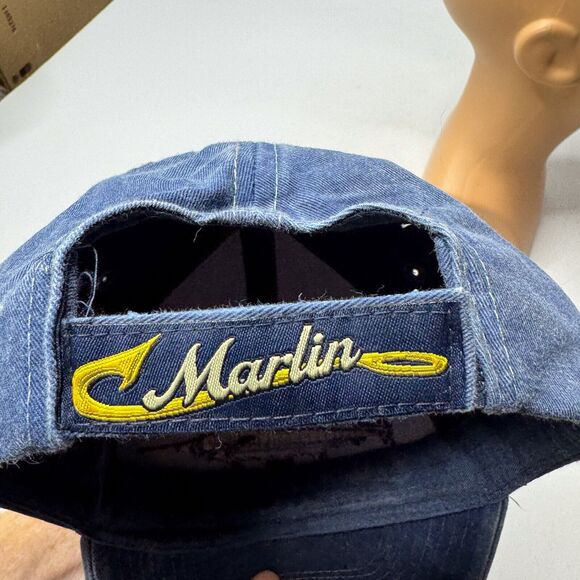 Marlin Sport Cap Blue Fishing Hat Embroidered Fish Angler Ocean Deep Dad Cap - Picture 5 of 6